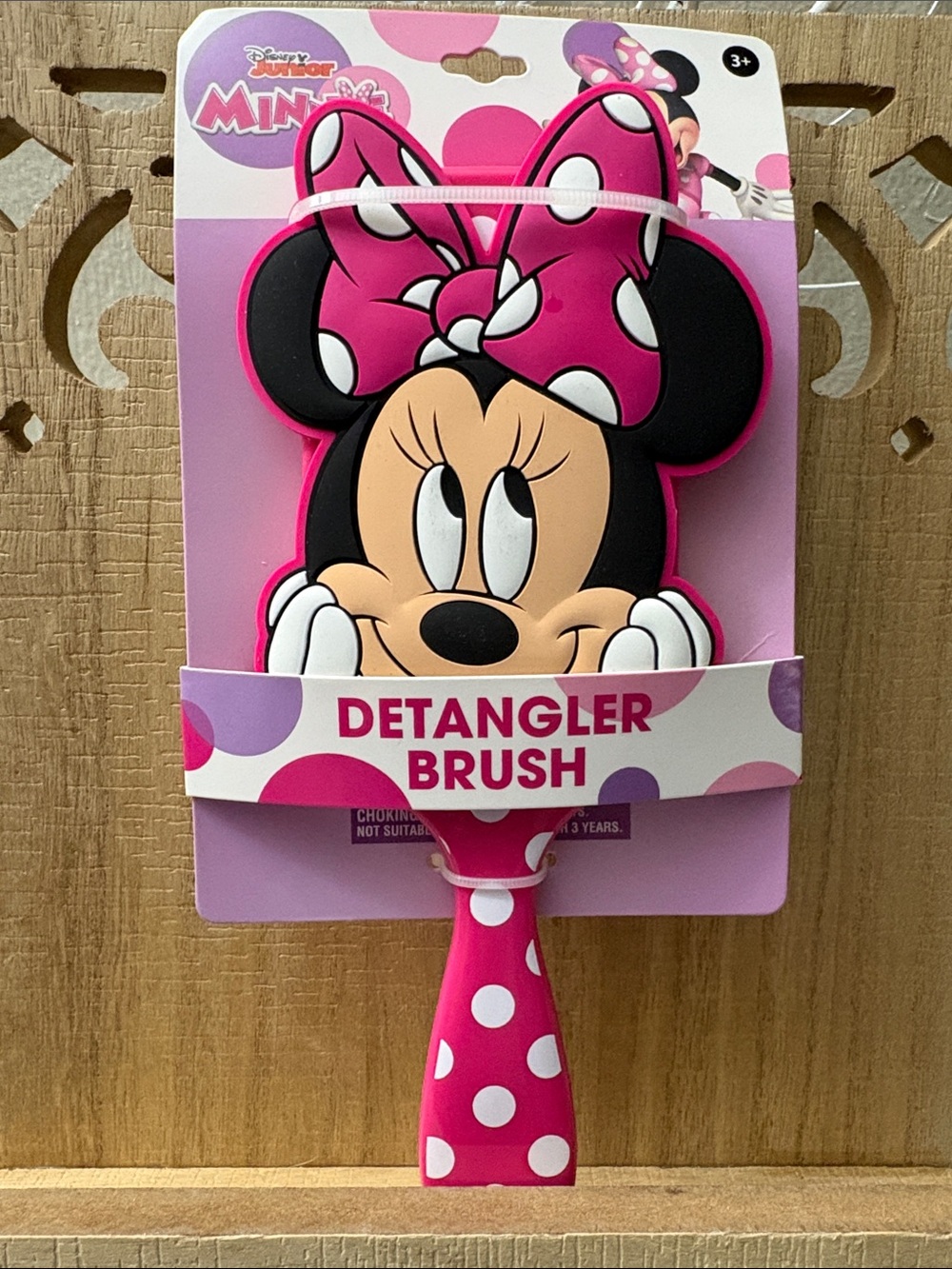 Disney Minnie Mouse Pink and Black Polka Dot Kids Detangler Brush